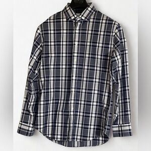 C2 by Calibrate Blue and White Casual Button Down Shirt